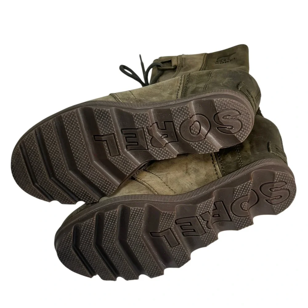 Sorel Women Joan‎ of Arctic Boot Size 6.5 Waterproof Olive Combat Wedge Lug